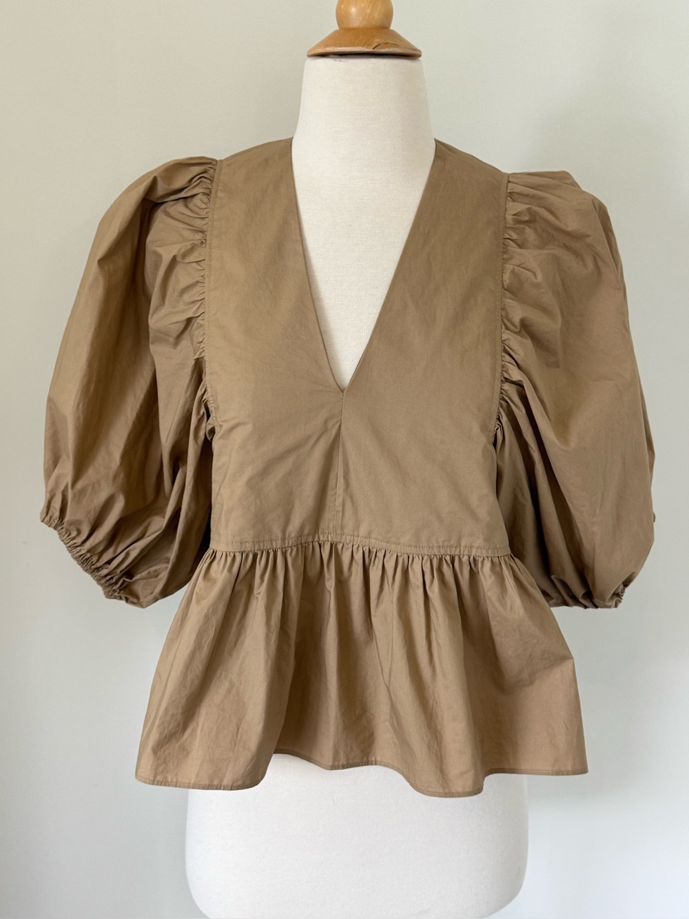 HUNTER BELL Landry Top Womens Medium Poplin Cotton Puff Short Sleeve Cropped - Picture 3 of 7